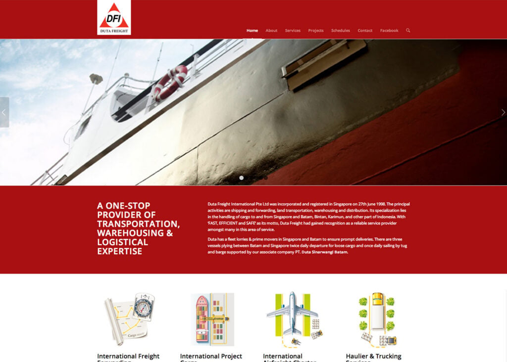 Portfolio photograph: Duta Freight website